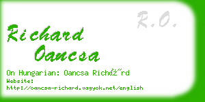 richard oancsa business card